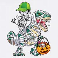 Cool Skeleton Dinosaur Halloween Trick Or Treat Garment-Dyed Sweatshirt