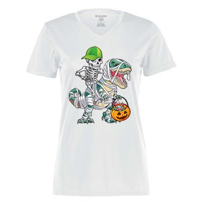 Cool Skeleton Dinosaur Halloween Trick Or Treat Women's Momentum V-Neck T-Shirt