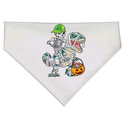 Cool Skeleton Dinosaur Halloween Trick Or Treat USA-Made Doggie Bandana