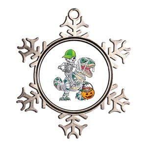 Cool Skeleton Dinosaur Halloween Trick Or Treat Metallic Star Ornament