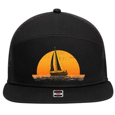 Cute Sailing Design Sailboat Sail Sailing Ship 7 Panel Mesh Trucker Snapback Hat