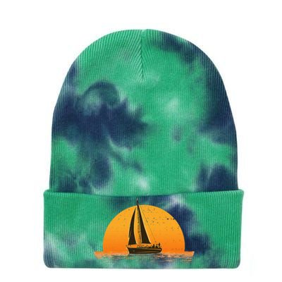 Cute Sailing Design Sailboat Sail Sailing Ship Tie Dye 12in Knit Beanie