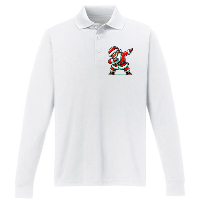 Christmas Santa Dabbing Santa Xmas Funny Performance Long Sleeve Polo