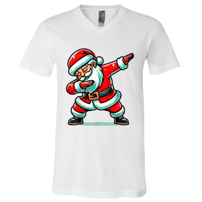 Christmas Santa Dabbing Santa Xmas Funny V-Neck T-Shirt