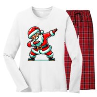 Christmas Santa Dabbing Santa Xmas Funny Women's Long Sleeve Flannel Pajama Set 