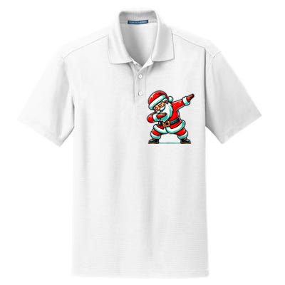 Christmas Santa Dabbing Santa Xmas Funny Dry Zone Grid Polo