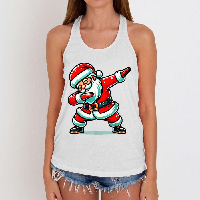 Christmas Santa Dabbing Santa Xmas Funny Women's Knotted Racerback Tank