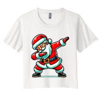 Christmas Santa Dabbing Santa Xmas Funny Women's Crop Top Tee