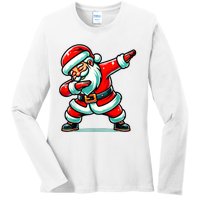 Christmas Santa Dabbing Santa Xmas Funny Ladies Long Sleeve Shirt