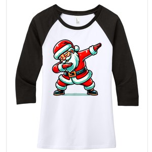 Christmas Santa Dabbing Santa Xmas Funny Women's Tri-Blend 3/4-Sleeve Raglan Shirt