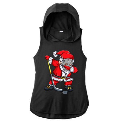 Christmas Santa Dabbing Hockey Player Dab Xmas Gift Ladies PosiCharge Tri-Blend Wicking Draft Hoodie Tank