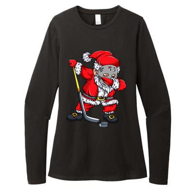 Christmas Santa Dabbing Hockey Player Dab Xmas Gift Womens CVC Long Sleeve Shirt