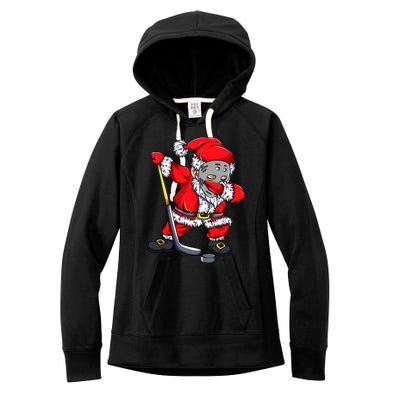 Christmas Santa Dabbing Hockey Player Dab Xmas Gift Women's Fleece Hoodie