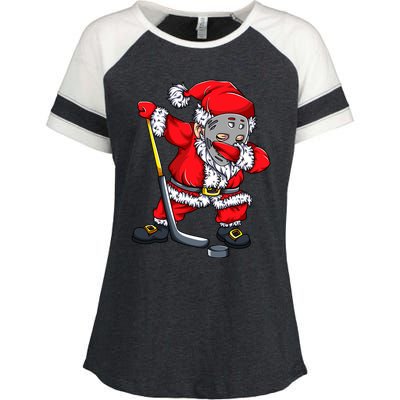 Christmas Santa Dabbing Hockey Player Dab Xmas Gift Enza Ladies Jersey Colorblock Tee