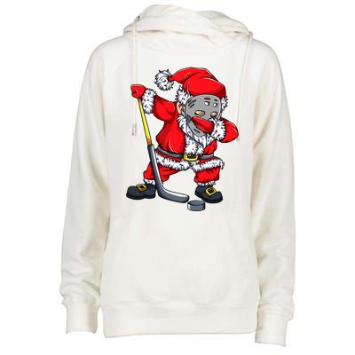 Christmas Santa Dabbing Hockey Player Dab Xmas Gift Womens Funnel Neck Pullover Hood