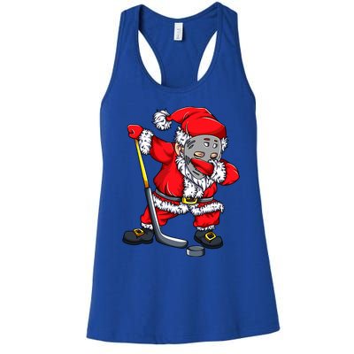 Christmas Santa Dabbing Hockey Player Dab Xmas Gift Women's Racerback Tank