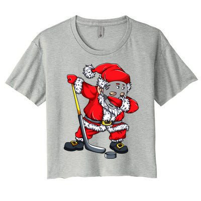 Christmas Santa Dabbing Hockey Player Dab Xmas Gift Women's Crop Top Tee