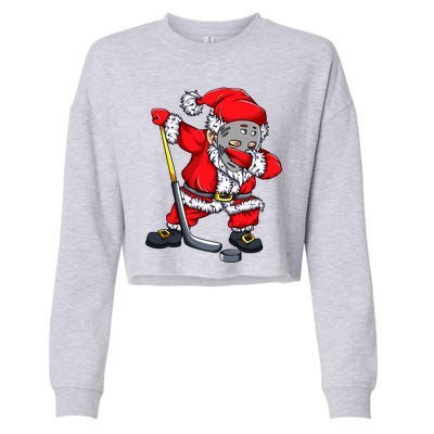 Christmas Santa Dabbing Hockey Player Dab Xmas Gift Cropped Pullover Crew