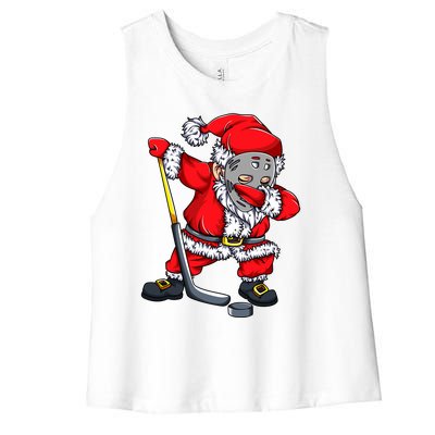 Christmas Santa Dabbing Hockey Player Dab Xmas Gift Women's Racerback Cropped Tank