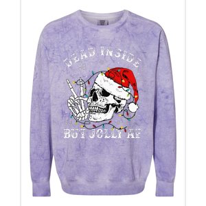 Christmas Skeleton Dead Inside But Jolly Af Christmas Colorblast Crewneck Sweatshirt