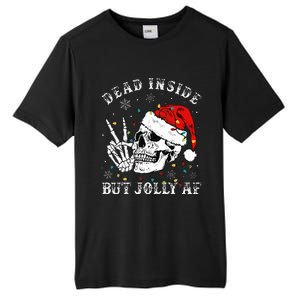 Christmas Skeleton Dead Inside But Jolly Af Christmas Tall Fusion ChromaSoft Performance T-Shirt