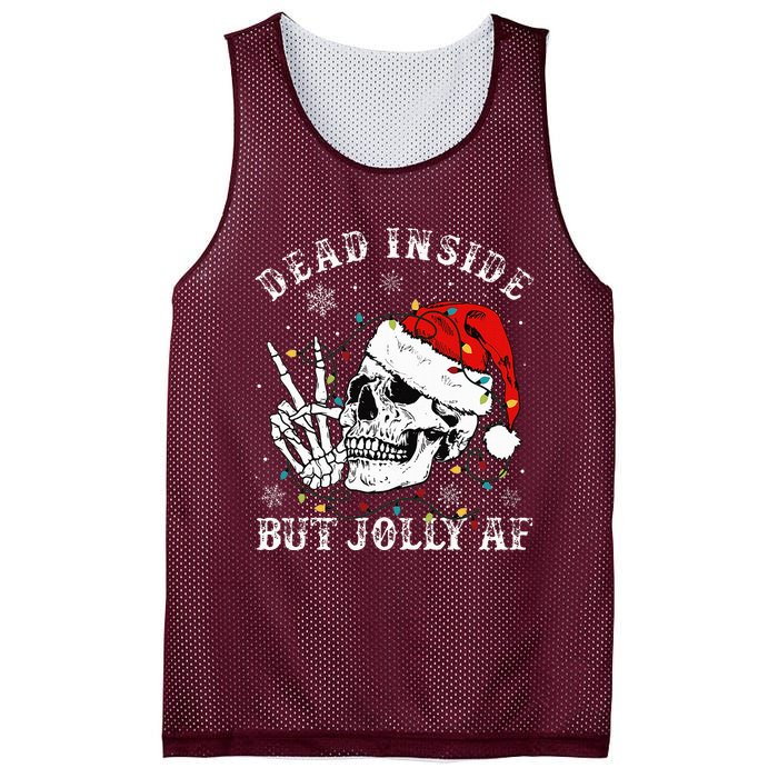 Christmas Skeleton Dead Inside But Jolly Af Christmas Mesh Reversible Basketball Jersey Tank