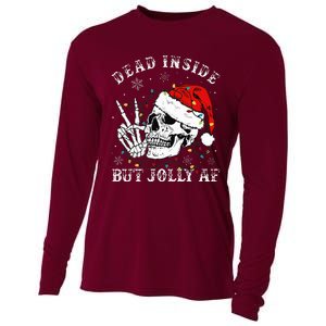 Christmas Skeleton Dead Inside But Jolly Af Christmas Cooling Performance Long Sleeve Crew