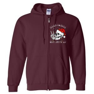 Christmas Skeleton Dead Inside But Jolly Af Christmas Full Zip Hoodie