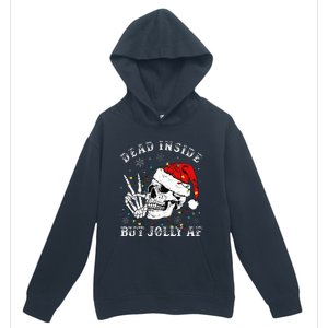 Christmas Skeleton Dead Inside But Jolly Af Christmas Urban Pullover Hoodie