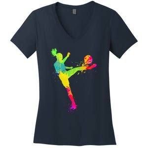 Cool Soccer Design Soccer Player Sport Lover Women's V-Neck T-Shirt