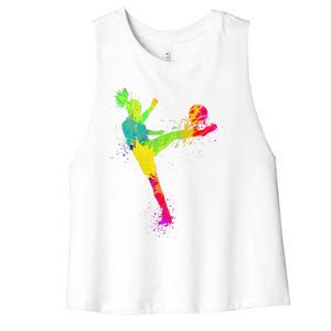 Cool Soccer Design Soccer Player Sport Lover Women's Racerback Cropped Tank