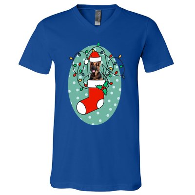 Christmas Stocking Dog Ger Shepherd Meaningful Gift V-Neck T-Shirt