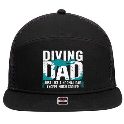 Cool Scuba Diving For Dad Men Ocean Scuba Diver Instructor 7 Panel Mesh Trucker Snapback Hat