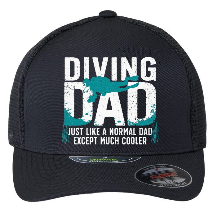 Cool Scuba Diving For Dad Men Ocean Scuba Diver Instructor Flexfit Unipanel Trucker Cap