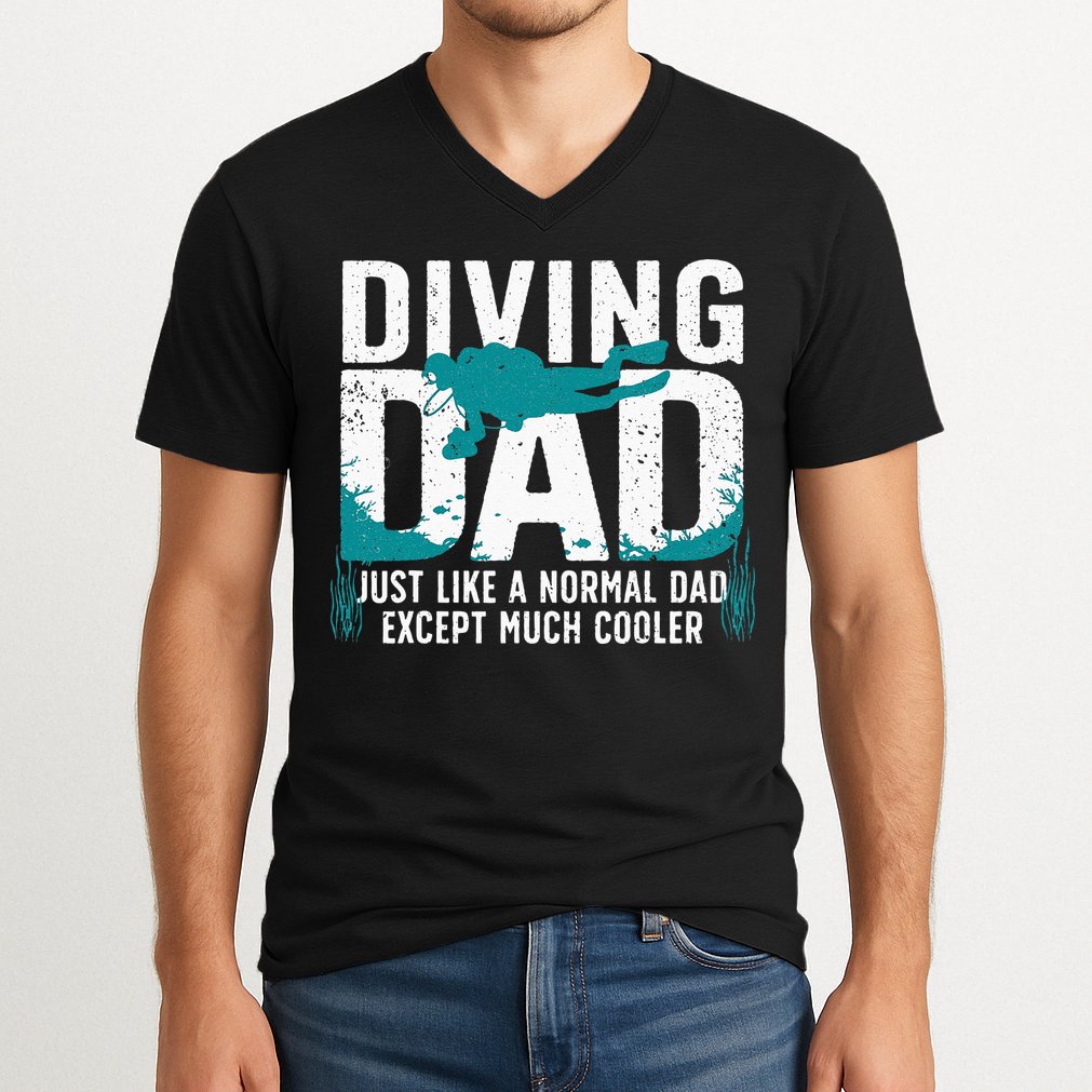 Cool Scuba Diving For Dad Men Ocean Scuba Diver Instructor V-Neck T-Shirt