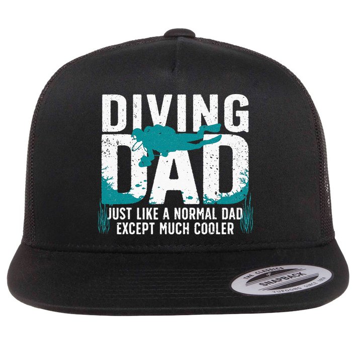 Cool Scuba Diving For Dad Men Ocean Scuba Diver Instructor Flat Bill Trucker Hat
