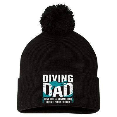 Cool Scuba Diving For Dad Men Ocean Scuba Diver Instructor Pom Pom 12in Knit Beanie