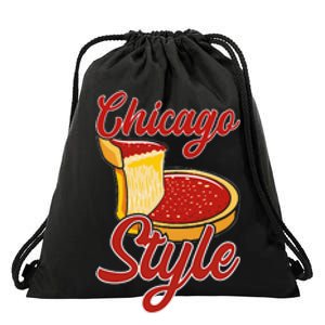 Chicago Style Deep Dish Pizza Drawstring Bag