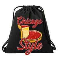 Chicago Style Deep Dish Pizza Drawstring Bag