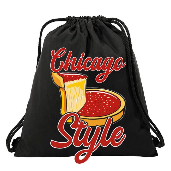 Chicago Style Deep Dish Pizza Drawstring Bag