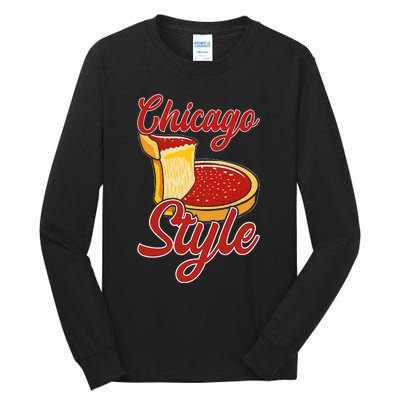 Chicago Style Deep Dish Pizza Tall Long Sleeve T-Shirt