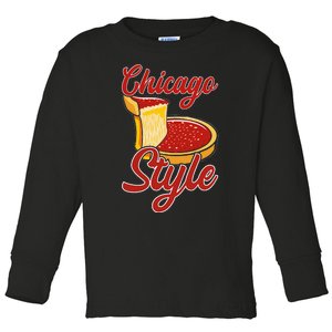 Chicago Style Deep Dish Pizza Toddler Long Sleeve Shirt