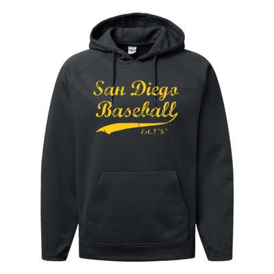 Classic San Diego California Baseball Fan Retro Vintage Performance Fleece Hoodie