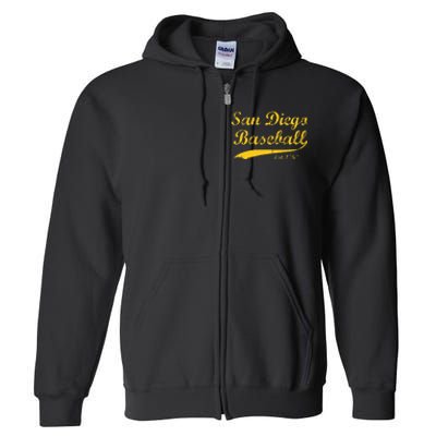 Classic San Diego California Baseball Fan Retro Vintage Full Zip Hoodie