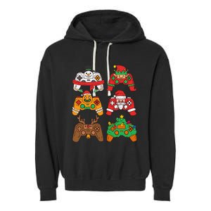 Christmas Santa deer gaming controllers Garment-Dyed Fleece Hoodie