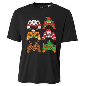 Christmas Santa deer gaming controllers Cooling Performance Crew T-Shirt