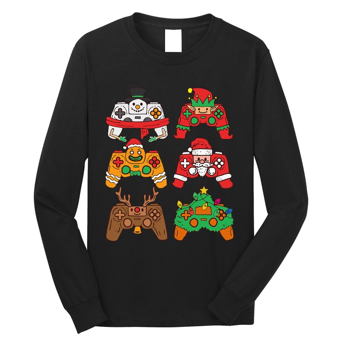 Christmas Santa deer gaming controllers Long Sleeve Shirt