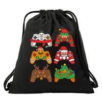 Christmas Santa deer gaming controllers Drawstring Bag