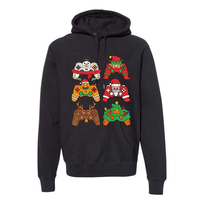 Christmas Santa deer gaming controllers Premium Hoodie