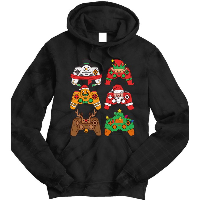 Christmas Santa deer gaming controllers Tie Dye Hoodie